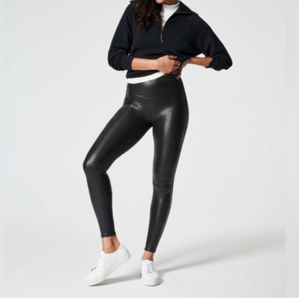 NWT Spanx Faux Leather Legging Black Size L